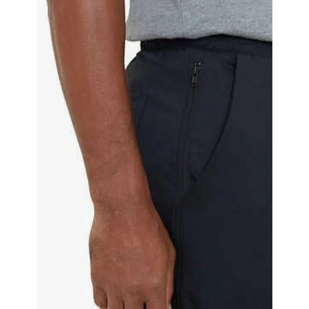 Eddie Bauer Men's XL Knit Lounge Shorts 2-pack Zip Secured Pocket B15 Black Blue - Picture 6 of 12